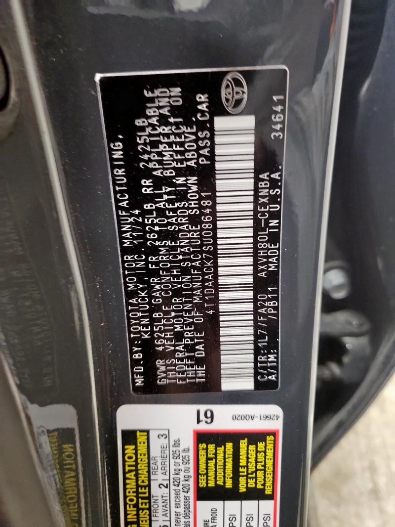 4T1DAACK7SU086481 - 2025 TOYOTA CAMRY XSE GRAY photo 12