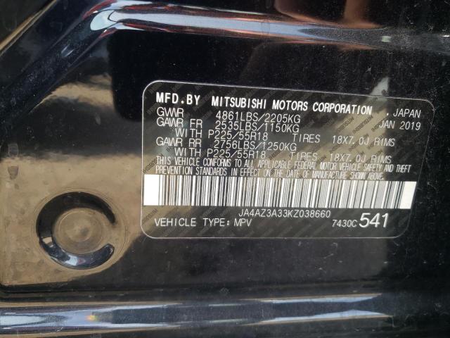 JA4AZ3A33KZ038660 - 2019 MITSUBISHI OUTLANDER SE BLACK photo 12