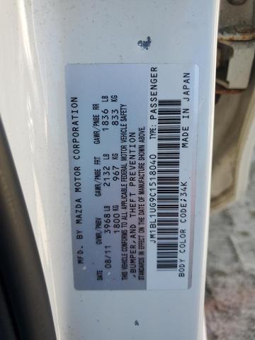 JM1BL1UG9C1518040 - 2012 MAZDA 3 I WHITE photo 12