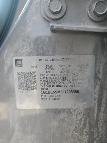 1G1BE5SM3J7206356 - 2018 CHEVROLET CRUZE LT 灰色 照片 12