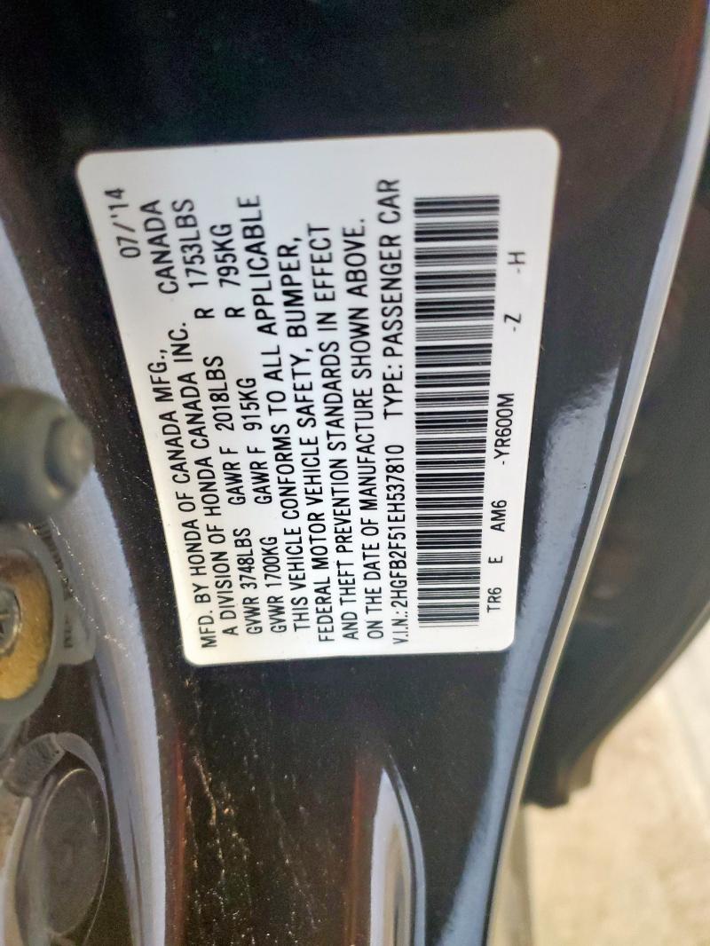 2HGFB2F51EH537810 - 2014 HONDA CIVIC LX 石墨色 照片 12