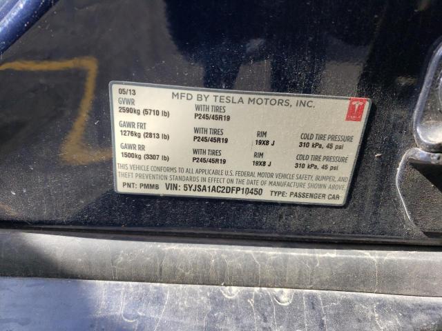 5YJSA1AC2DFP10450 - 2013 TESLA MODEL S Կապույտ լուսանկար 12