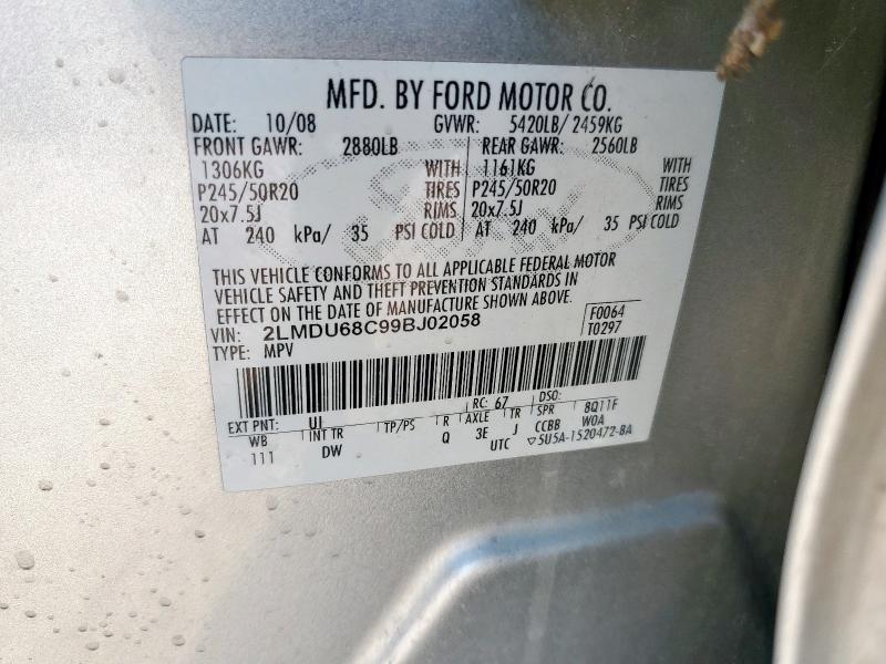 2LMDU68C99BJ02058 - 2009 LINCOLN MKX Gümüş foto 14