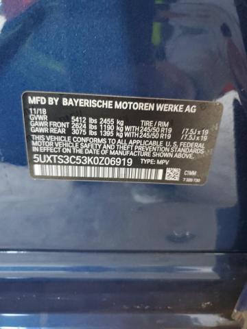 5UXTS3C53K0Z06919 - 2019 BMW X3 XDRIVEM40I ლურჯი ფოტო 12