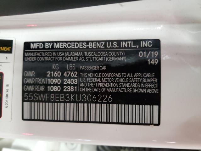 55SWF8EB3KU306226 - 2019 MERCEDES-BENZ C 300 4MATIC WHITE photo 12