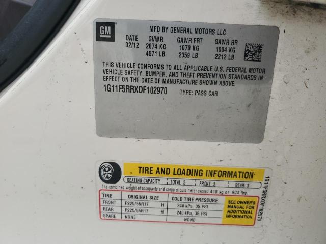 1G11F5RRXDF102970 - 2013 CHEVROLET MALIBU 2LT თეთრი ფოტო 12