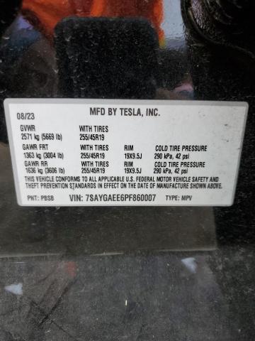 7SAYGAEE6PF860007 - 2023 TESLA MODEL Y Қара фото 13