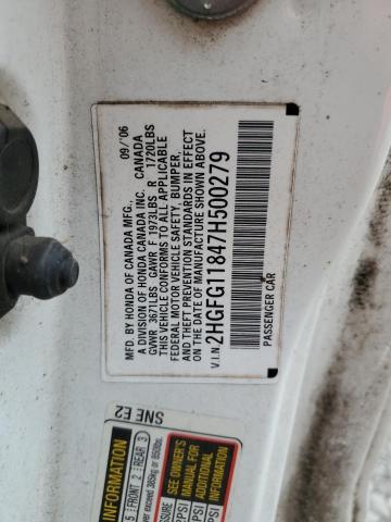 2HGFG11847H500279 - 2007 HONDA CIVIC EX WHITE photo 12
