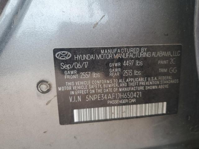 5NPE34AF1JH650421 - 2018 HYUNDAI SONATA SPORT GRAY photo 13