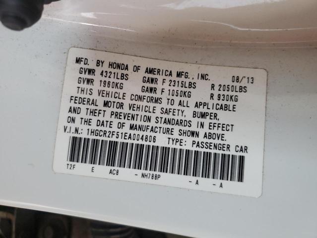 1HGCR2F51EA004806 - 2014 HONDA ACCORD SPORT თეთრი ფოტო 13