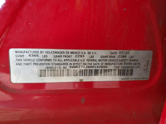 3VWRZ7AJ9AM162895 - 2010 VOLKSWAGEN JETTA SE RED photo 12