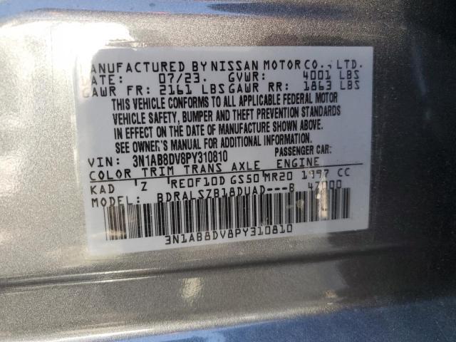 3N1AB8DV8PY310810 - 2023 NISSAN SENTRA SR SILVER photo 12