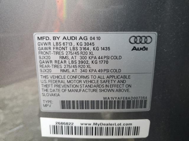 WA1VYAFE8AD007354 - 2010 AUDI Q7 PRESTIGE GRAY photo 13