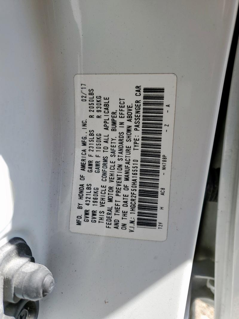 1HGCR2F50HA165510 - 2017 HONDA ACCORD SPORT 白色 照片 13