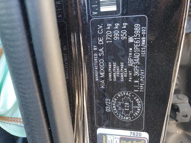 3KPF34AD1PE615989 - 2023 KIA FORTE EX BLACK photo 12