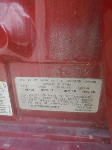 KL1TD5DE2AB127916 - 2010 CHEVROLET AVEO LS 红色 照片 12