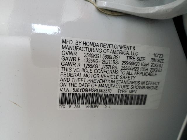 5J8YD9H42RL003370 - 2024 ACURA MDX TECHNOLOGY Beyaz fotoğraf 13