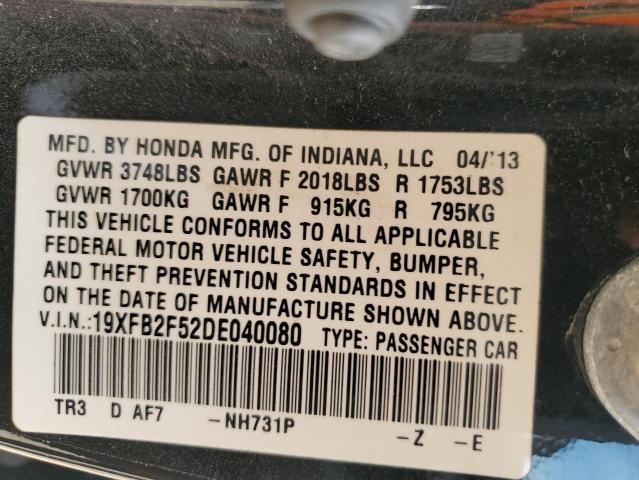 19XFB2F52DE040080 - 2013 HONDA CIVIC LX BLACK photo 12