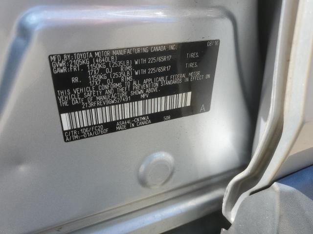 2T3RFREV9GW527491 - 2016 TOYOTA RAV4 XLE SILVER photo 13