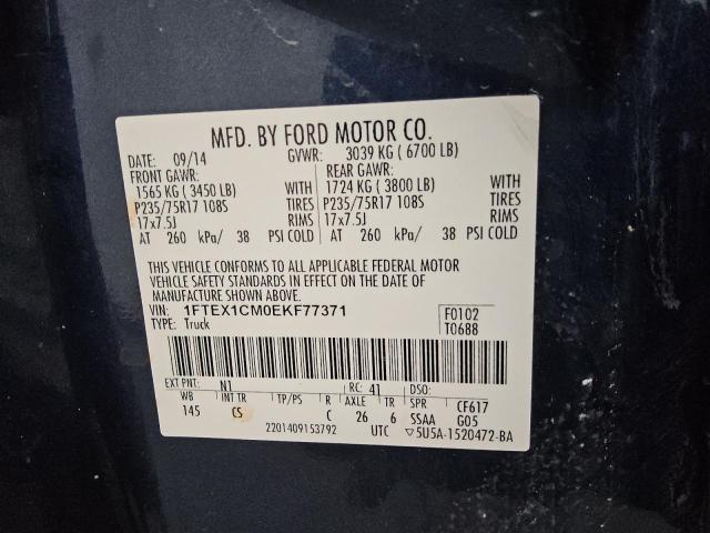 1FTEX1CM0EKF77371 - 2014 FORD F150 SUPER CAB BLUE photo 12