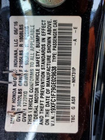 19XFC1F79GE029638 - 2016 HONDA CIVIC EXL BLACK photo 12