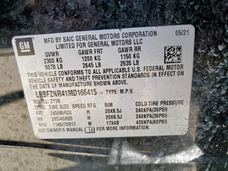 LRBFZNR41MD166415 - 2021 BUICK ENVISION ESSENCE BLACK photo 13