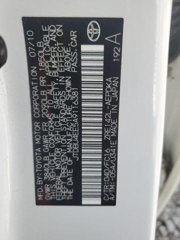 JTDBU4EE5A9116381 - 2010 TOYOTA COROLLA BASE WHITE photo 12