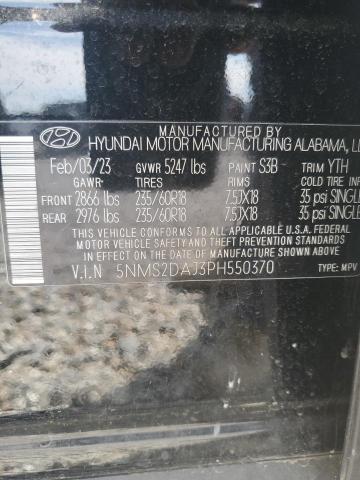 5NMS2DAJ3PH550370 - 2023 HYUNDAI SANTA FE SEL Czarny zdjęcie 13