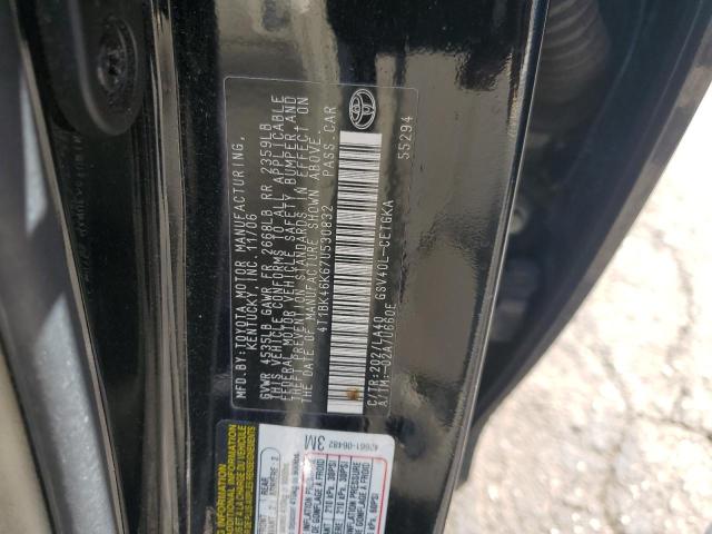 4T1BK46K67U530832 - 2007 TOYOTA CAMRY LE BLACK photo 12