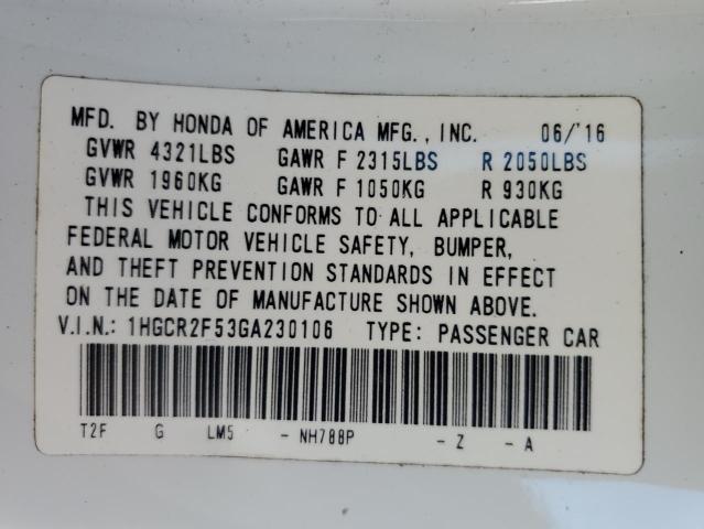 1HGCR2F53GA230106 - 2016 HONDA ACCORD SPORT Ağ foto 13