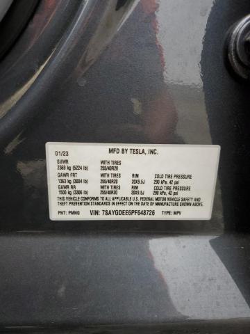 7SAYGDEE6PF648726 - 2023 TESLA MODEL Y Gri fotoğraf 13