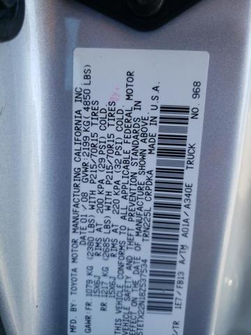 5TETX22N18Z537534 - 2008 TOYOTA TACOMA ACCESS CAB ვერცხლისფერი ფოტო 13