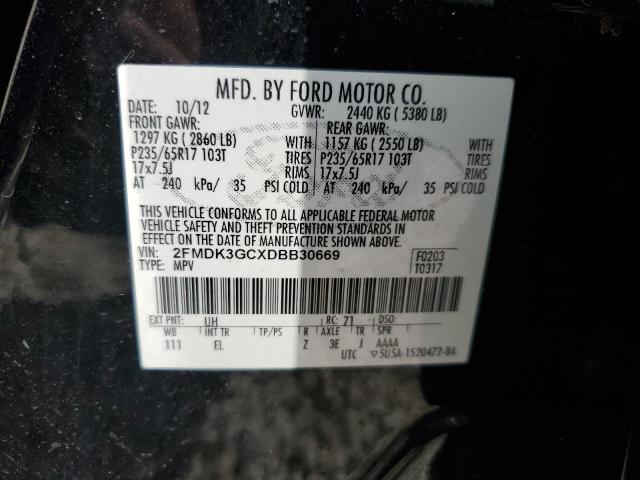 2FMDK3GCXDBB30669 - 2013 FORD EDGE SE BLACK photo 13