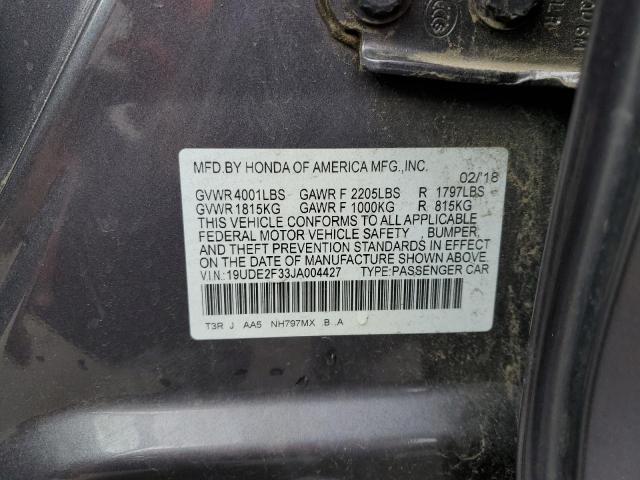 19UDE2F33JA004427 - 2018 ACURA ILX BASE WATCH PLUS GRAY photo 13