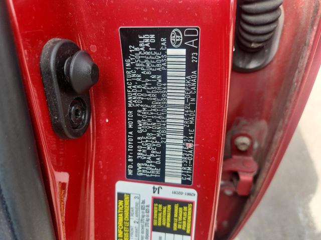 2T1BU4EE1DC999944 - 2013 TOYOTA COROLLA BASE Bordeaux Foto 12