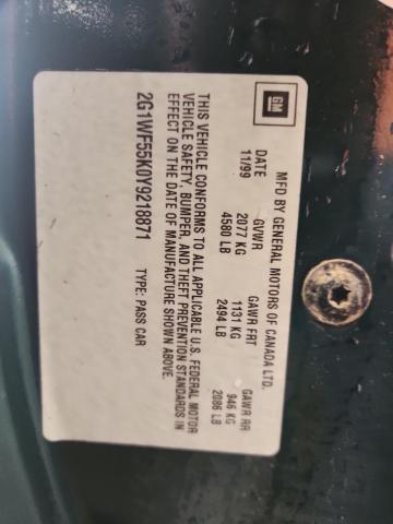 2G1WF55K0Y9218871 - 2000 CHEVROLET IMPALA 绿色 照片 12