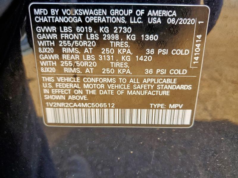 1V2NR2CA4MC506512 - 2021 VOLKSWAGEN ATLAS SE 黑色 照片 14