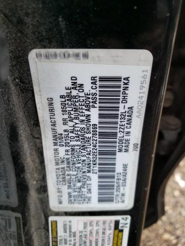 2T1KR32E24C278869 - 2004 TOYOTA COROLLA MA XR BLACK photo 12