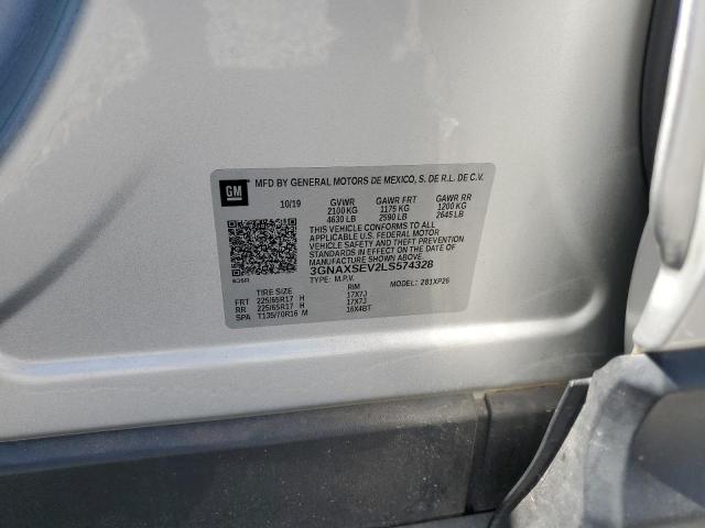 3GNAXSEV2LS574328 - 2020 CHEVROLET EQUINOX LS SILVER photo 13