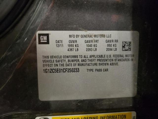 1G1ZC5E01CF250233 - 2012 CHEVROLET MALIBU 1LT 灰色 照片 12