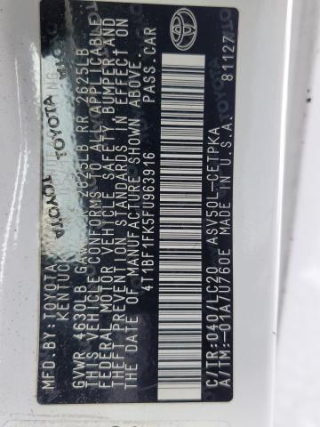 4T1BF1FK5FU963916 - 2015 TOYOTA CAMRY LE WHITE photo 13