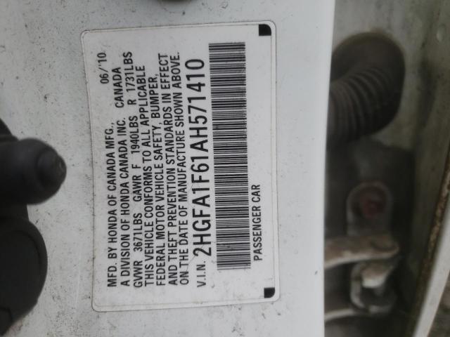 2HGFA1F61AH571410 - 2010 HONDA CIVIC LX-S თეთრი ფოტო 24