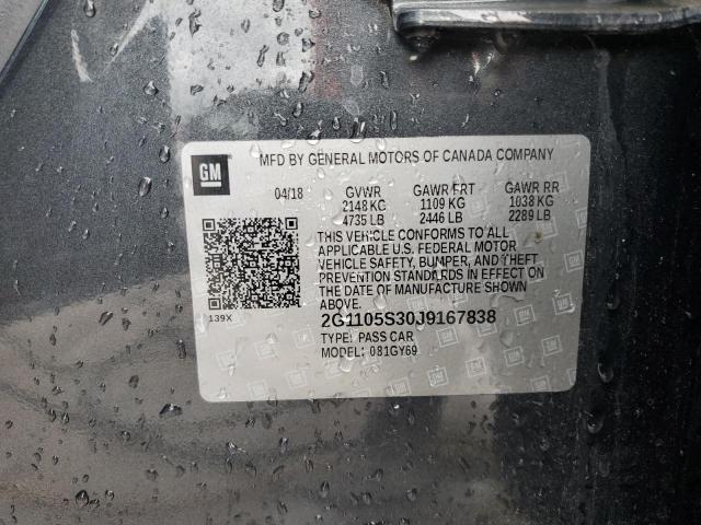 2G1105S30J9167838 - 2018 CHEVROLET IMPALA LT 石墨色 照片 12