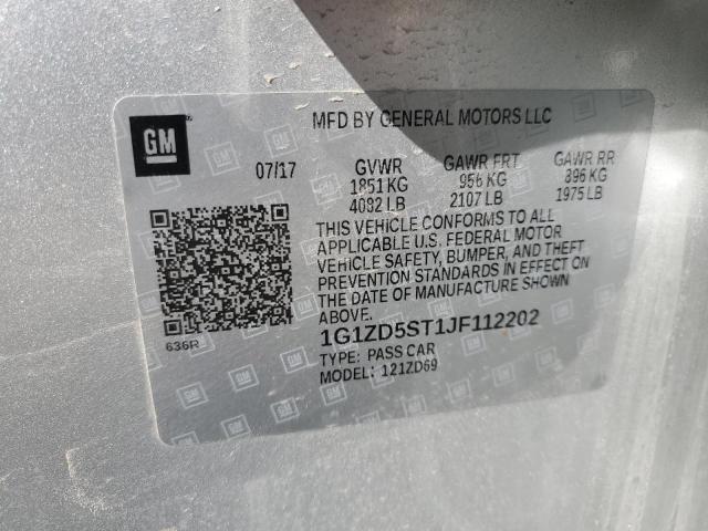 1G1ZD5ST1JF112202 - 2018 CHEVROLET MALIBU LT 银色 照片 12