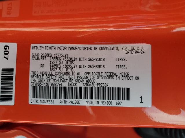 3TYKB5FN3RT008594 - 2024 TOYOTA TACOMA DOUBLE CAB Naranja foto 13