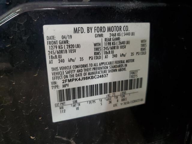 2FMPK4J98KBC24837 - 2019 FORD EDGE SEL Schwarz Foto 14