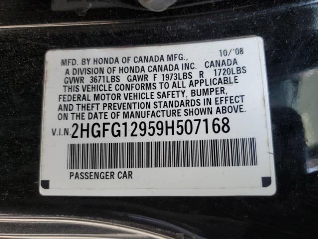 2HGFG12959H507168 - 2009 HONDA CIVIC EXL BLACK photo 13