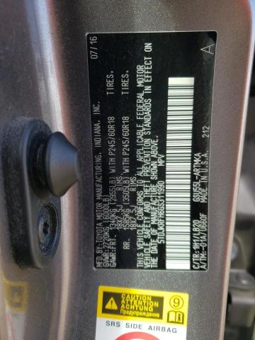 5TDJKRFH6GS311990 - 2016 TOYOTA HIGHLANDER XLE ნაცრისფერი ფოტო 12