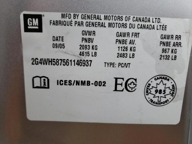 2G4WH587561146937 - 2006 BUICK ALLURE CXS GRAY photo 12