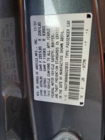 1HGCP36848A020833 - 2008 HONDA ACCORD EXL GRAY photo 12
